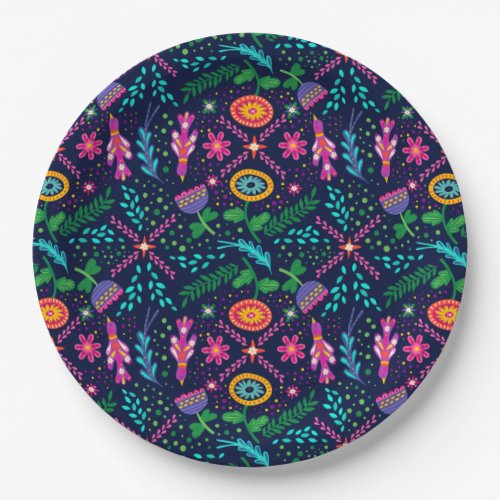 Fun Colorful Stylized Floral Paper Plates