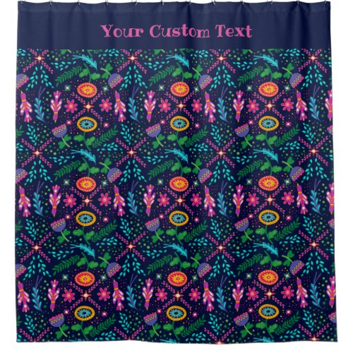 Fun Colorful Stylized Floral  Shower Curtain