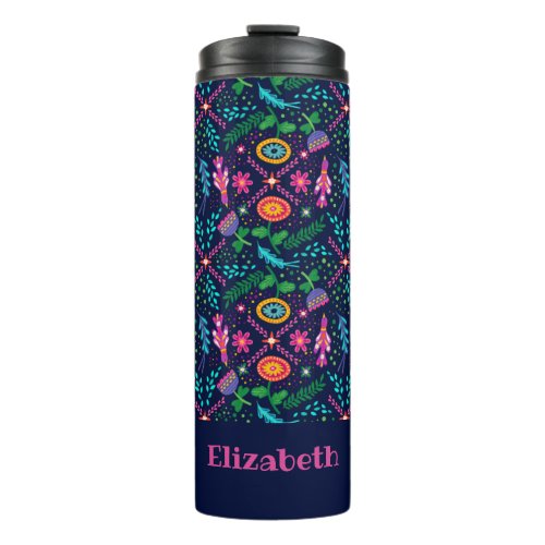 Fun Colorful Stylized Floral Thermal Tumbler