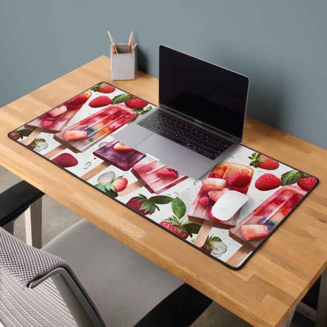 Fun Colorful Summer Popsicle  & Strawberries Desk Mat (Office 2)