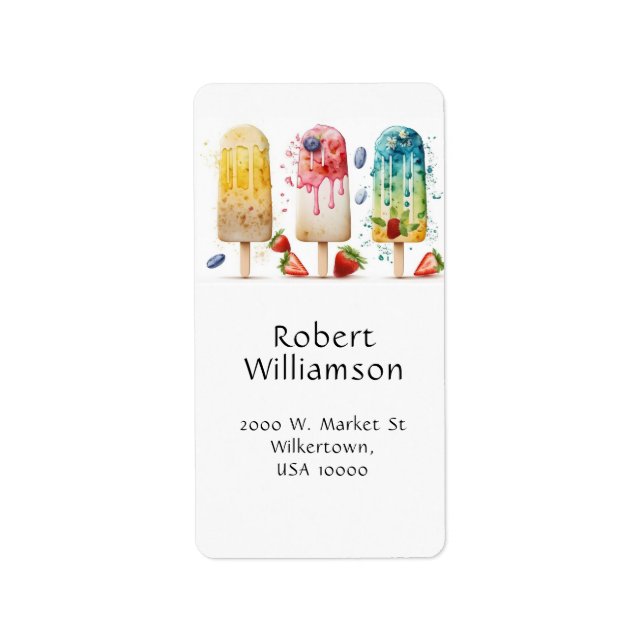 Fun, Colorful Summer Popsicles  Label (Front)