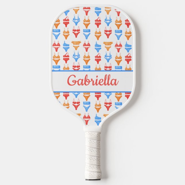 Fun Colorful Summer Swim Personalized Bachelorette Pickleball Paddle (Front)