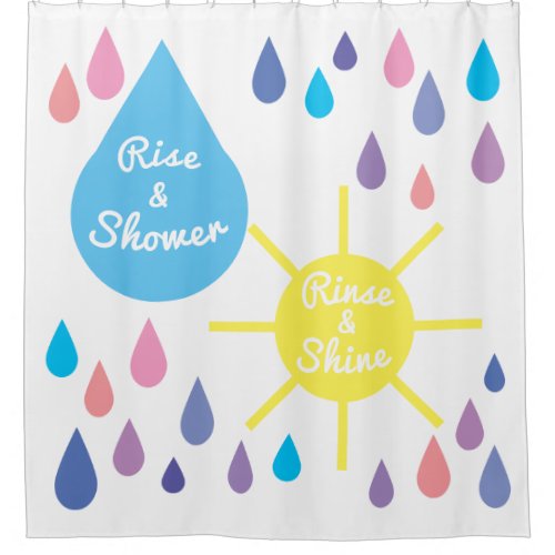 Fun Colorful Sun and Rain shower curtains with pun