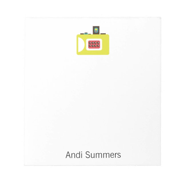 Fun Colorful Super S Camera Photographer Notepad (Front)