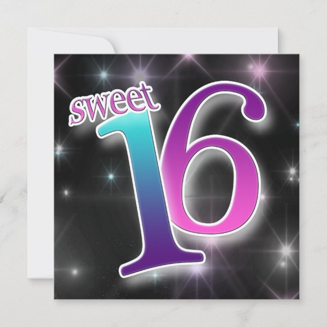 Fun & Colorful sweet 16th Birthday Party Invitation (Front)