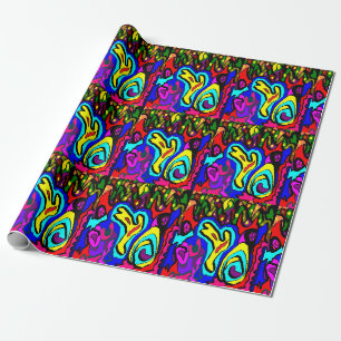 Fun colorful swirling design for kids birthdays wrapping paper