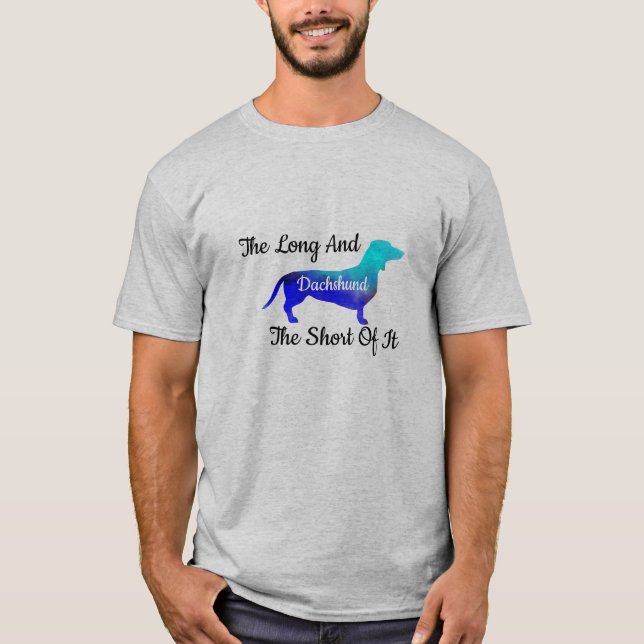 Fun colorful teal Dachshund Customizable T-Shirt (Front)