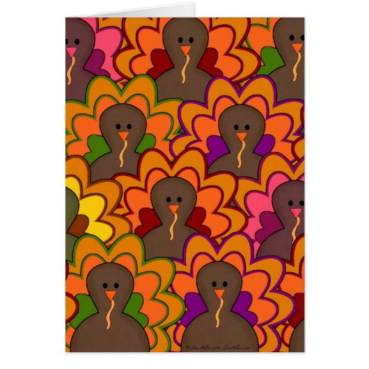 Fun Colorful Thanksgiving Turkeys Cards (Front)