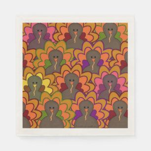 Fun Colorful Thanksgiving Turkeys Holiday Napkins