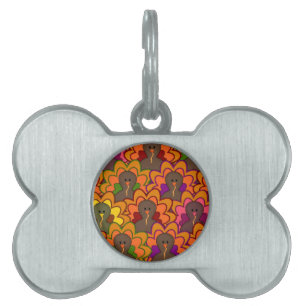 Fun Colorful Thanksgiving Turkeys Pet ID Tag