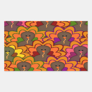 Fun Colorful Thanksgiving Turkeys Rectangular Sticker