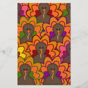 Fun Colorful Thanksgiving Turkeys Stationery