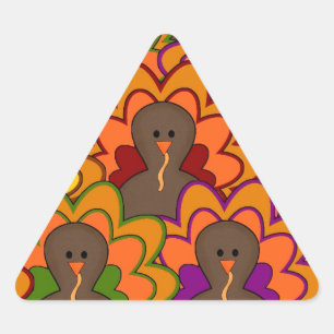 Fun Colorful Thanksgiving Turkeys Triangle Sticker