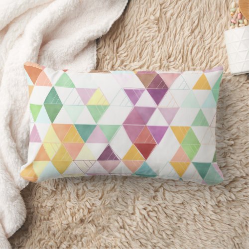 Fun Colorful Triangle Mosaic Girly Teen Lumbar Pillow