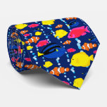 Fun Colorful Tropical Fish and Bubbles Neck Tie