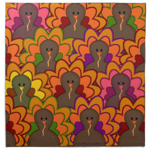 Fun Colorful Turkeys Thanksgiving Cloth Napkin