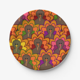 Fun Colorful Turkeys Thanksgiving Cloth Napkin Paper Plates