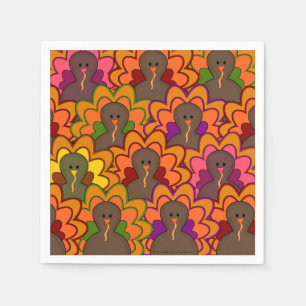 Fun Colorful Turkeys Turkey Day Paper Napkin