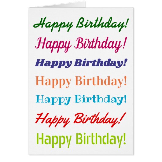 Fun, Colorful, Typographic "Happy Birthday!" Card (Front)