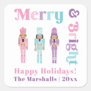 Fun Colorful Typography Black Nutcracker Holidays Square Sticker
