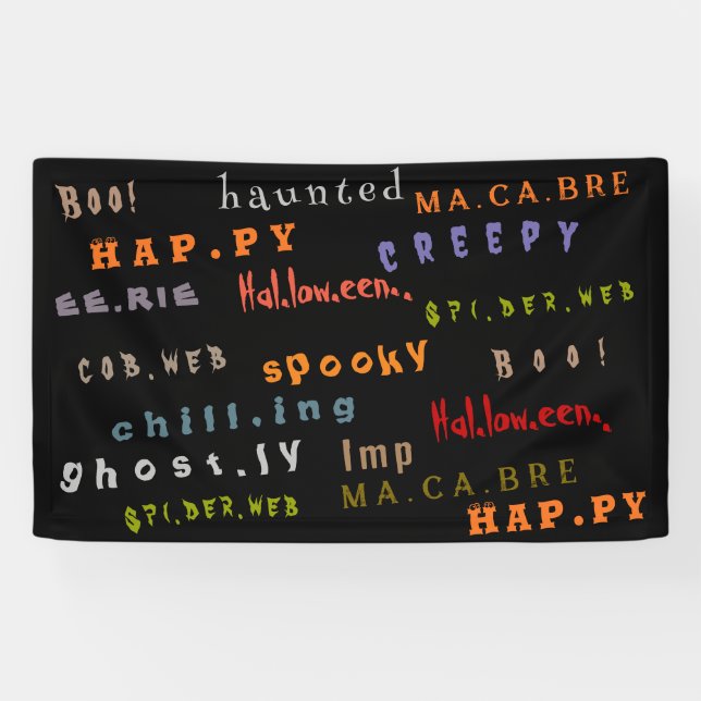 Fun & Colorful Typography Pattern, Halloween Banner (Horizontal)