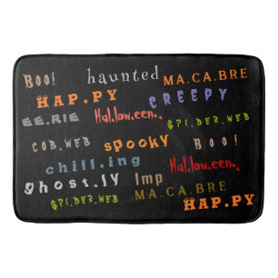 Fun & Colorful Typography Pattern, Halloween Bath Mat