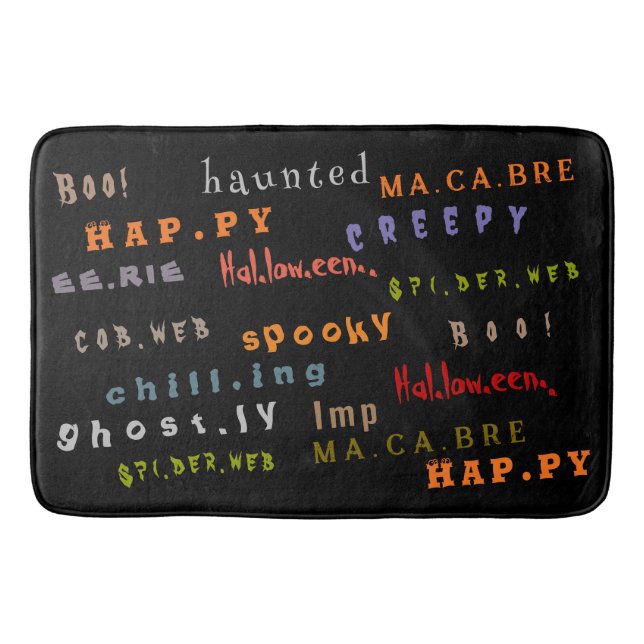 Fun & Colorful Typography Pattern, Halloween Bath Mat (Front)