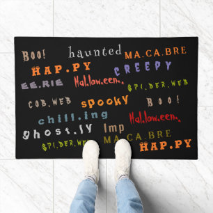 Fun & Colorful Typography Pattern, Halloween Doormat