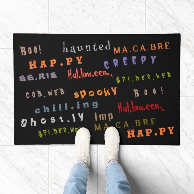 Fun & Colorful Typography Pattern, Halloween Doormat (Indoor)