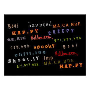 Fun & Colorful Typography Pattern, Halloween Poster