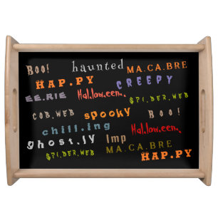 Fun & Colorful Typography Pattern, Halloween Serving Tray
