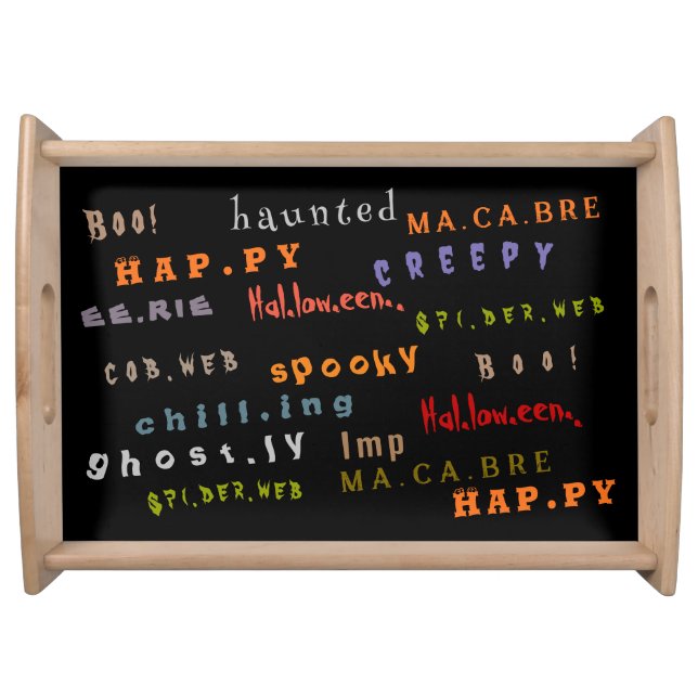 Fun & Colorful Typography Pattern, Halloween Serving Tray (Front)