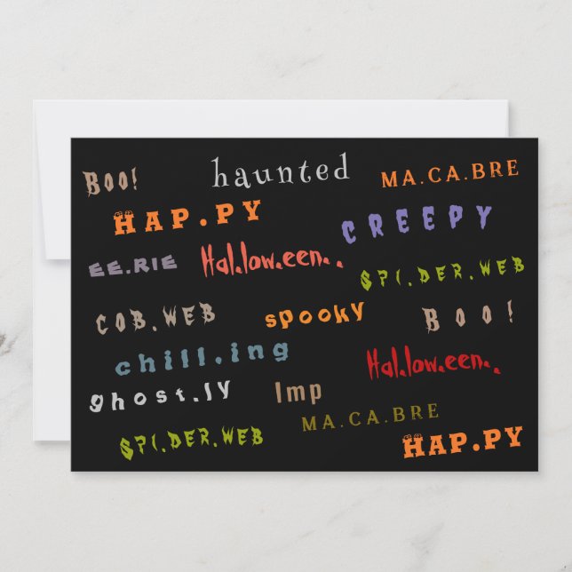 Fun & Colorful Typography Spirit Halloween Card (Front)
