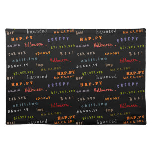Fun & Colorful Typography Spirit Halloween Cloth Placemat