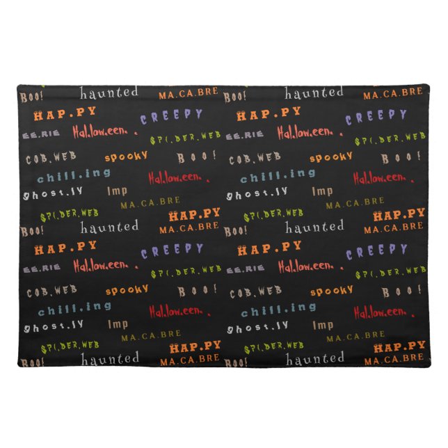 Fun & Colorful Typography Spirit Halloween Cloth Placemat (Front)