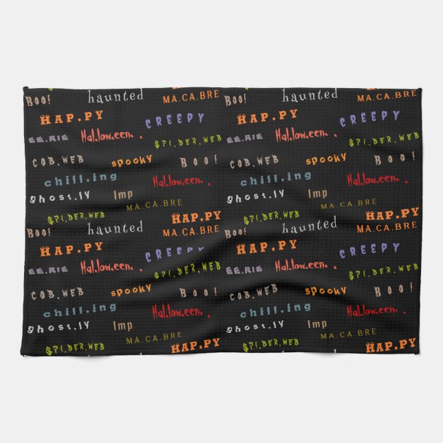 Fun & Colorful Typography Spirit Halloween Kitchen Towel (Horizontal)