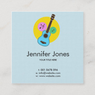 Fun colorful Ukuele and music notes Square Business Card