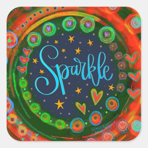 Fun Colorful Uplifting Sparkle Teacher Classroom  Square Sticker