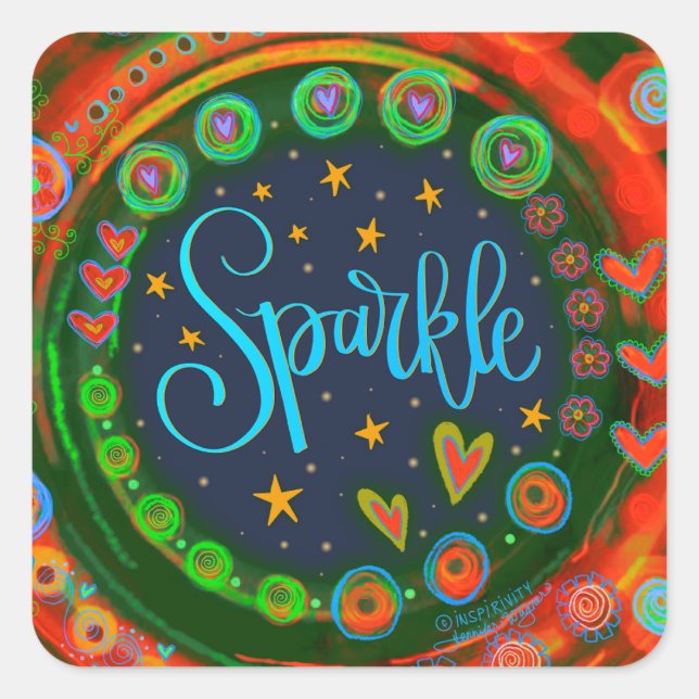 Fun Colorful Uplifting Sparkle Teacher Classroom  Square Sticker (Front)