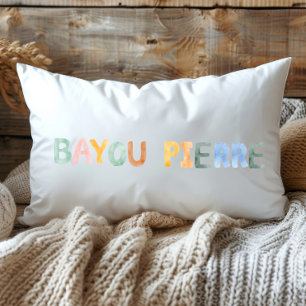 Fun Colorful Watercolor Bayou Pierre Louisiana Lumbar Pillow