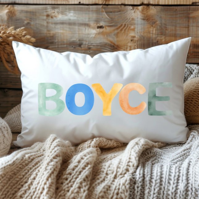 Fun Colorful Watercolor Boyce Louisiana Town Lumbar Pillow (Creator Uploaded)