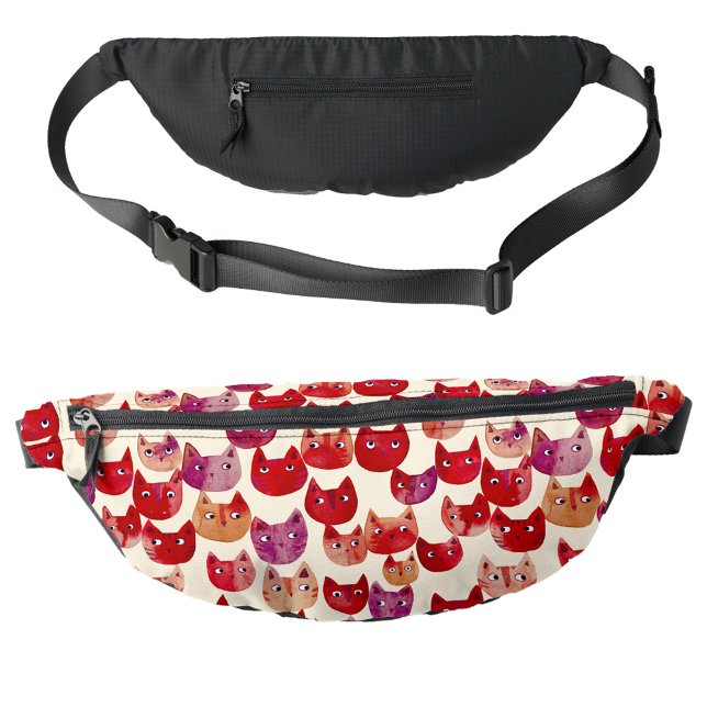 Fun Colorful Watercolor Cat Pattern Fanny Pack (Fun kitty cat watercolor pattern animal lover's fanny pack)
