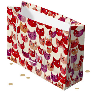 Fun Colorful Watercolor Cat Pattern Large Gift Bag