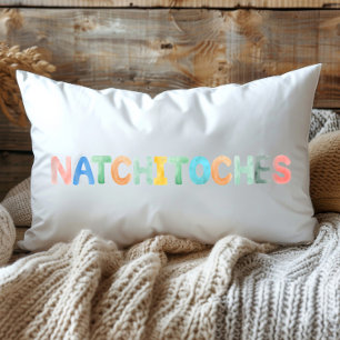 Fun Colorful Watercolor Natchitoches Louisiana Lumbar Pillow