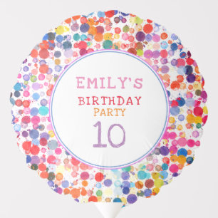 Fun Colorful Watercolor Paint Blots Kids Birthday Balloon