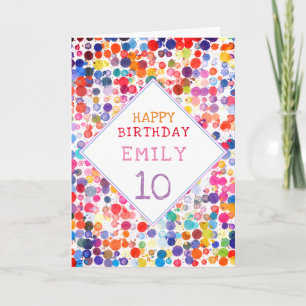 Fun Colorful Watercolor Paint Blots Kids Birthday Card