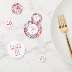 Fun Colorful Watercolor Paint Blots Kids Birthday Confetti