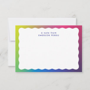 Fun colorful wavy edge simple retro kid's name note card