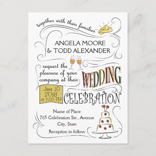 Fun colorful wedding invitation design