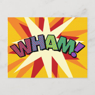 Fun Colorful WHAM Personalized Speech Bubble Announcement Postcard
